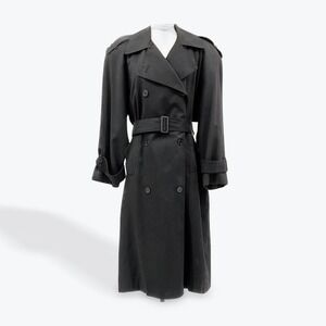 VINTAGE Degrees Black Trench Coat Women's Outerwear with Shoulder Pads